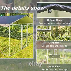Outdoor Dog Kennel Galvanized Steel Fence Playpen with Cover Mesh for Backyard