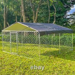 Outdoor Dog Kennel Galvanized Steel Fence Playpen with Cover Mesh for Backyard