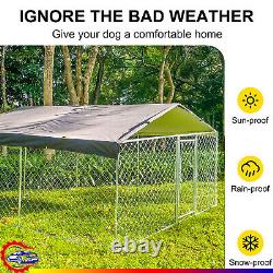Outdoor Dog Kennel Pet Crate Cage Fence Enclosure Run Exercise House +Roof Cover