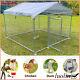 Outdoor Dog Playpen Cage Pet Exercise Metal Fence Kennel Withwaterproof Cover Roof