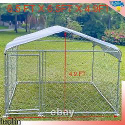 Outdoor Dog Playpen Cage Pet Exercise Metal Fence Kennel withWaterproof Cover Roof