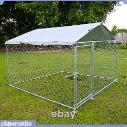 Outdoor Dog Playpen Kennel Cage Pet Exercise Metal Fence with Roof 6.5x6.5ft(LW)
