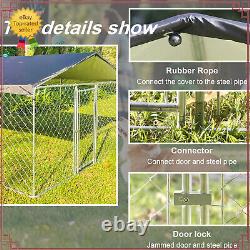 Outdoor Dog Playpen Large Cage Pet Exercise Metal Fence Kennel with Roof Cover