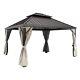 Outdoor Hardtop Gazebo Double Roof Galvanized Steel Frame With Netting Curtain