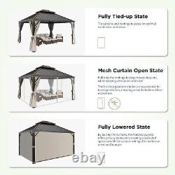 Outdoor Hardtop Gazebo Double Roof Galvanized Steel Frame with Netting Curtain
