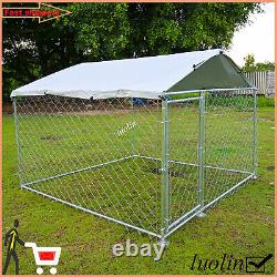 Outdoor Metal Dog Kennel Pet Playpen Exercise Play Fence Cage with Gate Roof Cover