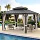 Outdoor Metal Gazebo Canopy, 10x12 Galvanized Steel Double Roof Gazebo Pavilion W