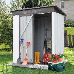 Outdoor Shed 5'X3' Multifunctional Vertical Storage Galvanized Tool Sloping Roof