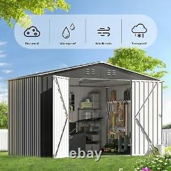 Outdoor Storage Shed 8x12'Galvanized Steel Structure Backyard Garden Tools