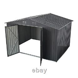 Outdoor Storage Shed 8x12'Galvanized Steel Structure Backyard Garden Tools