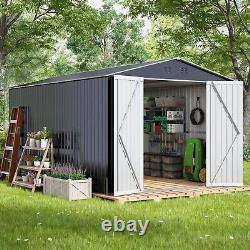 Outdoor Storage Shed 8x12'Galvanized Steel Structure Backyard Garden Tools