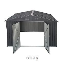 Outdoor Storage Shed 8x12'Galvanized Steel Structure Backyard Garden Tools