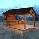 Outdoor Wood Gazebo Hardtop Wooden Frame 11x13 Feet Metal Roof Permanent Pergola