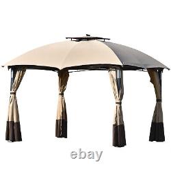 Outdoors 10ft x 12ft Gazebo Canopy with Double Vents & LED Lights for Backyard