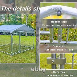 Pen Dog Playpen House with Cover Roof Heavy Duty Outdoor Metal Dog Kennel Cage