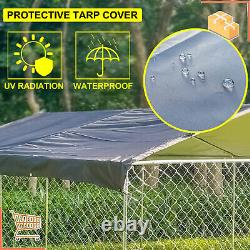 Pet Dog Run House Kennel Shade Cage 10x10 ft with Roof Cover Backyard Playpen
