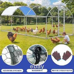 Round Roof Chicken Coop Hen 19.7' X 9.8'X 6.4' Poultry Galvanized Walk in Cage