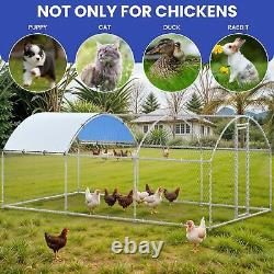 Round Roof Chicken Coop Hen 19.7' X 9.8'X 6.4' Poultry Galvanized Walk in Cage