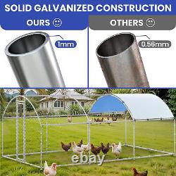 Round Roof Chicken Coop Hen 19.7' X 9.8'X 6.4' Poultry Galvanized Walk in Cage