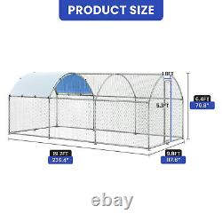 Round Roof Chicken Coop Hen 19.7' X 9.8'X 6.4' Poultry Galvanized Walk in Cage