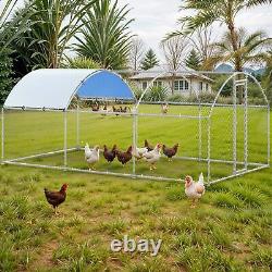 Round Roof Chicken Coop Hen 19.7' X 9.8'X 6.4' Poultry Galvanized Walk in Cage