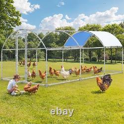 Round Roof Chicken Coop Hen 19.7' X 9.8'X 6.4' Poultry Galvanized Walk in Cage