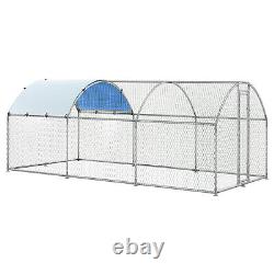 Round Roof Chicken Coop Hen 19.7' X 9.8'X 6.4' Poultry Galvanized Walk in Cage