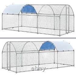 Round Roof Chicken Coop Hen 19.7' X 9.8'X 6.4' Poultry Galvanized Walk in Cage