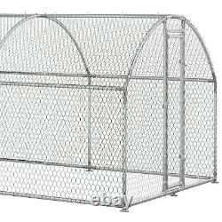 Round Roof Chicken Coop Hen 19.7' X 9.8'X 6.4' Poultry Galvanized Walk in Cage