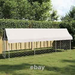 Tidyard with Roof and Door Galvanized Steel Fence Playpen House Metal Q3N1