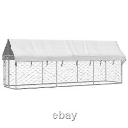 Tidyard with Roof and Door Galvanized Steel Fence Playpen House Metal Q3N1