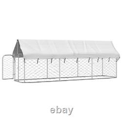 Tidyard with Roof and Door Galvanized Steel Fence Playpen House Metal Q3N1