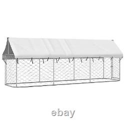 Tidyard with Roof and Door Galvanized Steel Fence Playpen House Metal Q3N1