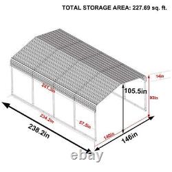 VEIKOUS Car Canopy Shelter 12' x 20' Carport Storage Galvanized Steel Roof Gray