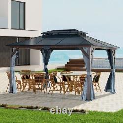 12'x16' Gazebo à toit rigide avec double toit en métal galvanisé - Robuste et résistant