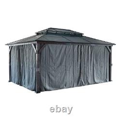 12'x16' Gazebo à toit rigide avec double toit en métal galvanisé - Robuste et résistant