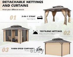 12 'x 10' Gazebo Pergola en aluminium avec cadre dur extérieur et double toit