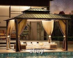 12 'x 10' Gazebo Pergola en aluminium avec cadre dur extérieur et double toit