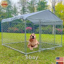 6,56 x 6,56FT Chenil extérieur en métal pour gros chien avec toit pour enclos pour chien