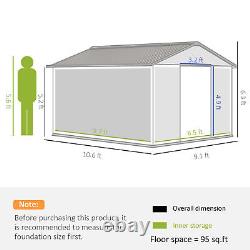 Abri de jardin en métal 11x9 pi avec porte coulissante pour patio arrière