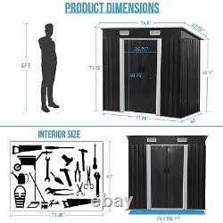 Abri de jardin en métal de 6'x4' avec porte verrouillable et évents pour jardin, patio extérieur