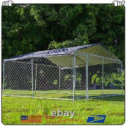 Abri de jardin pour chien de grande taille, clôture de course de 10 pieds sur 10 pieds avec toit couvrant pour la cage, enclos de jeu dans la cour.