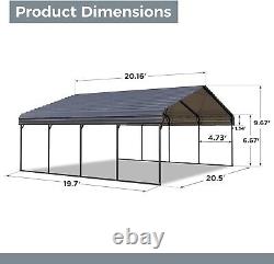 Abri de voiture en acier métallique extérieur 20' x 20' pour bateau, abri de voiture, garage lourd devoirombre