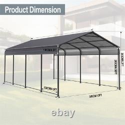 Abri de voiture en métal de 12 x 20 pieds pour l'extérieur, auvent de patio, auvent de pavillon, garage robuste