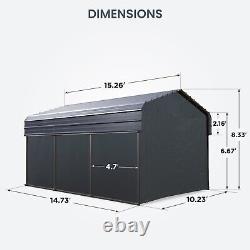 Abri de voiture en métal robuste de 10x15 pi avec paroi latérale pour garage extérieur pour pick-up