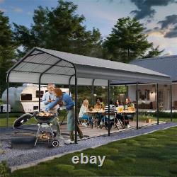 Abri de voiture extérieur en métal 12 x 20 pieds Patio Canopy Gazebo Garage Heavy Duty