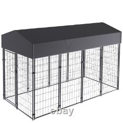 Abri pour chien en fil de fer soudé avec toit 8,2 X 4 X 5ft en acier galvanisé