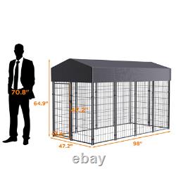 Abri pour chien en fil de fer soudé avec toit 8,2 X 4 X 5ft en acier galvanisé