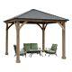 Aoodor 10 X 10 Ft. Gazebo Extérieur En Bois Massif Avec Toit En Métal Dur