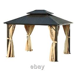 Aoodor 10 x 12ft Aluminium Cadre Double Toit Gazebo Dur avec Moustiquaire